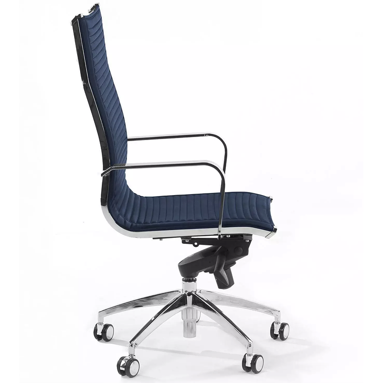 Silla de oficina diseño Brenton, marco de acero, respaldo alto - Azul 6