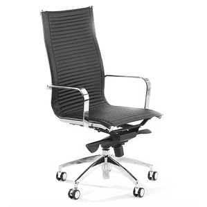 Silla de oficina diseño Brenton, marco de acero, respaldo alto - Negro