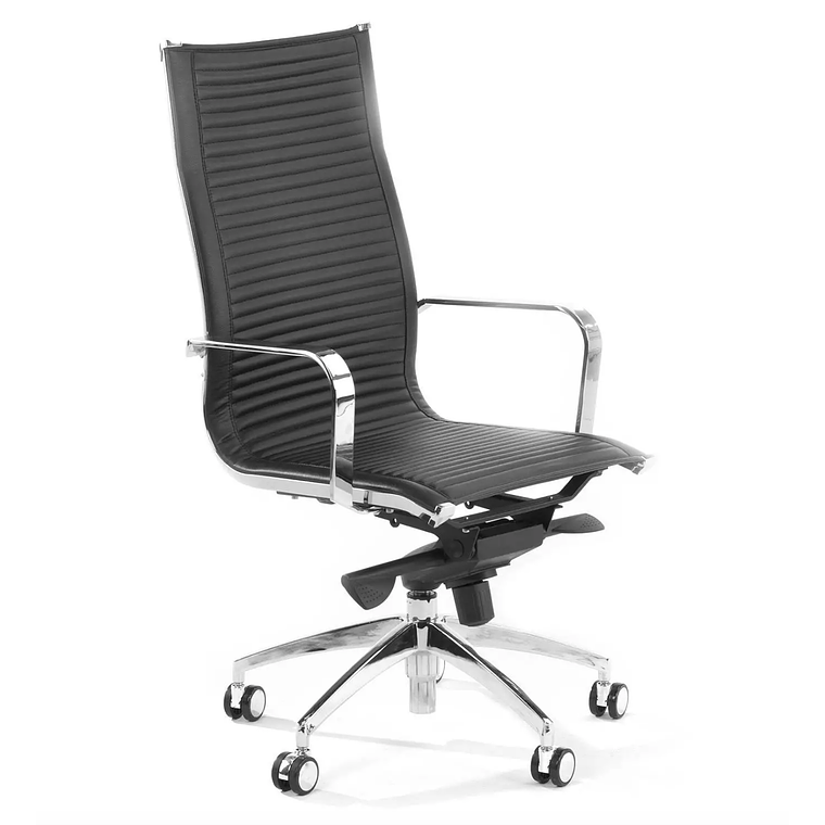 Silla de oficina diseño Brenton, marco de acero, respaldo alto - Negro 1