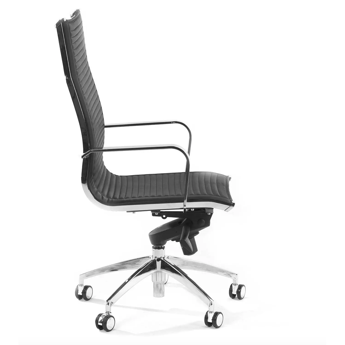 Silla de oficina diseño Brenton, marco de acero, respaldo alto - Negro 4