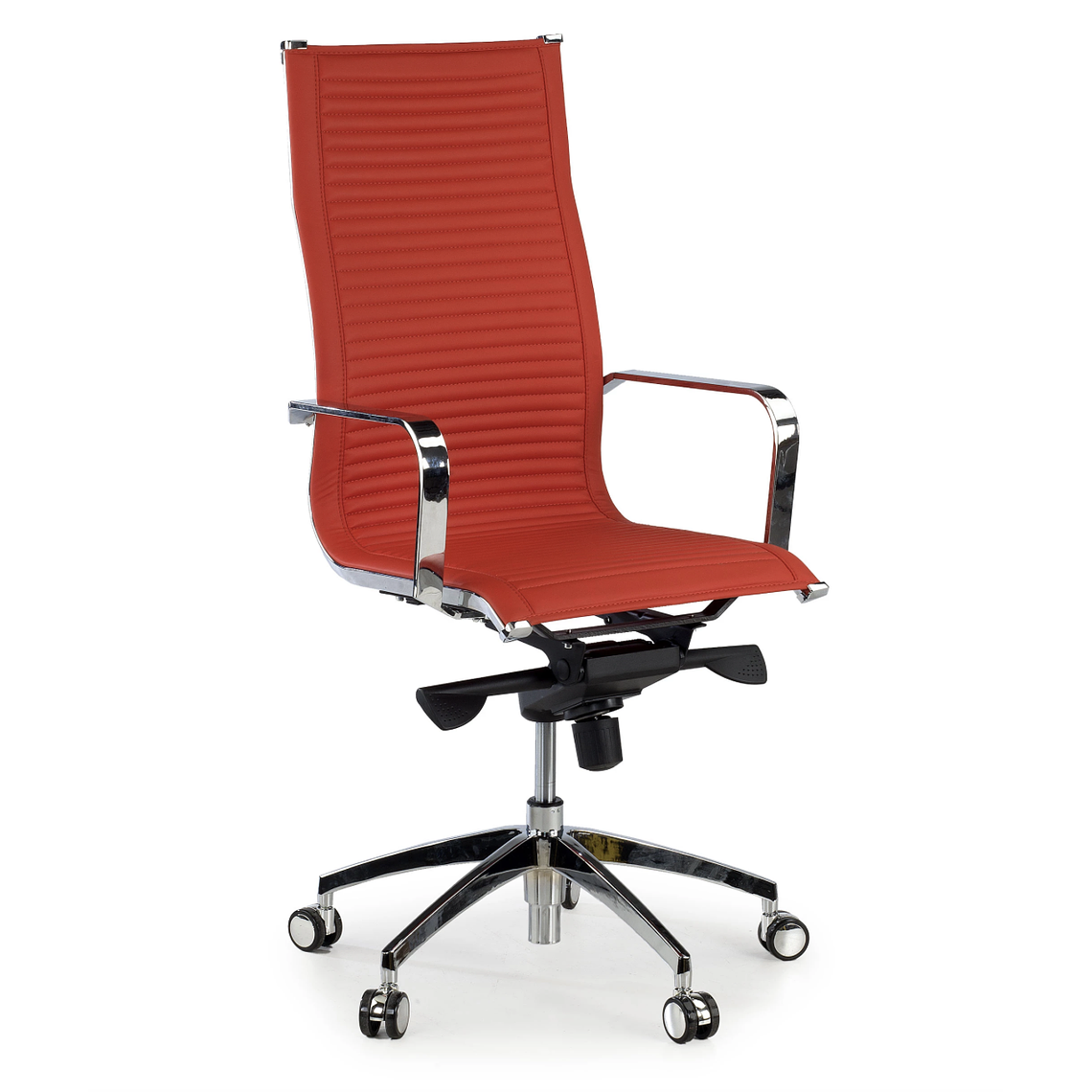 Silla de oficina diseño Brenton, marco de acero, respaldo alto - Rojo 1