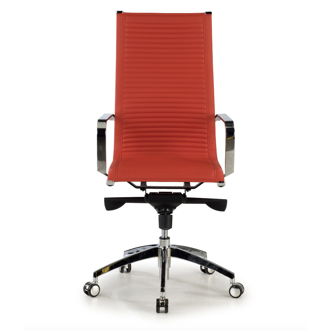 Silla de oficina diseño Brenton, marco de acero, respaldo alto - Rojo 2