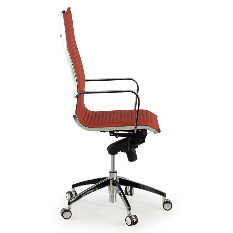 Silla de oficina diseño Brenton, marco de acero, respaldo alto - Rojo 3