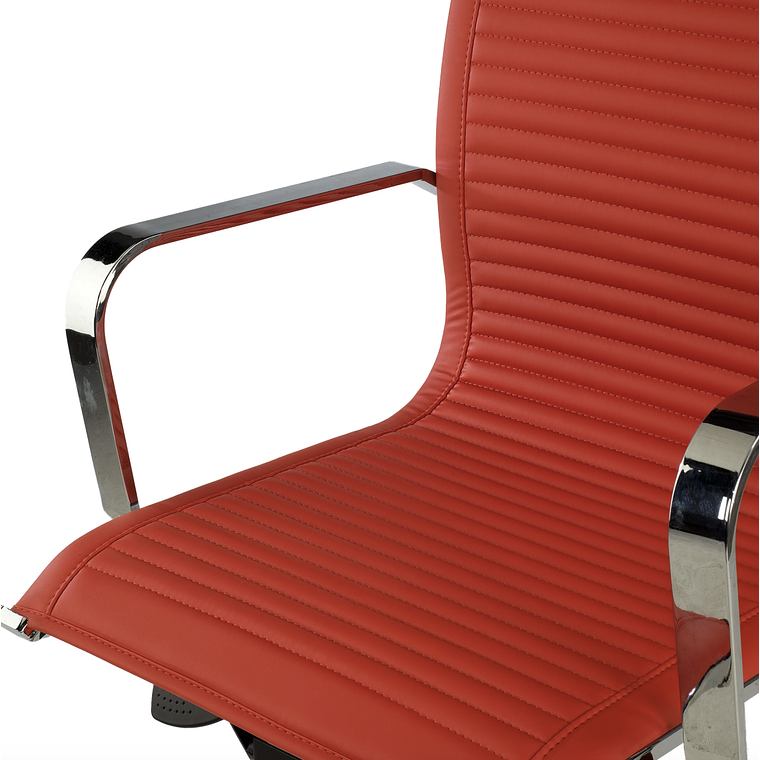 Silla de oficina diseño Brenton, marco de acero, respaldo alto - Rojo 7