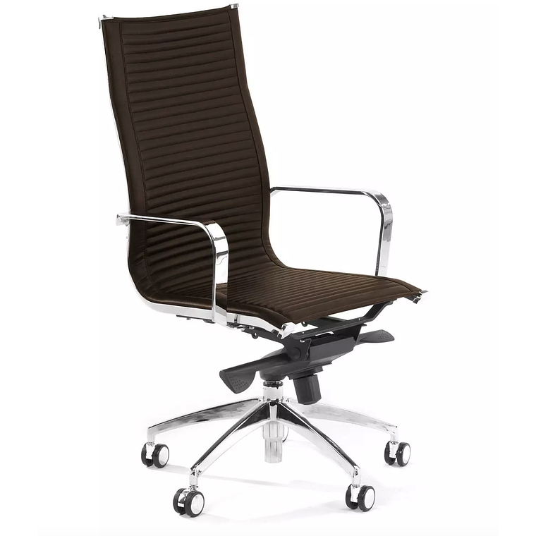 Silla de oficina diseño Brenton, marco de acero, respaldo alto - Marron 1