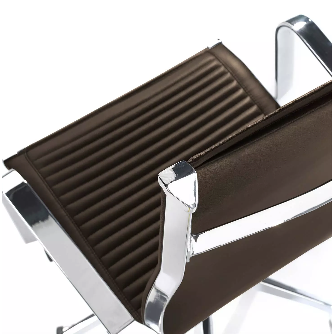 Silla de oficina diseño Brenton, marco de acero, respaldo alto - Marron 5