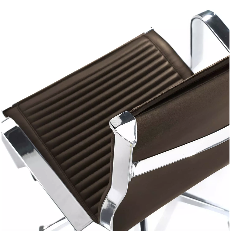 Silla de oficina diseño Brenton, marco de acero, respaldo alto - Marron 5