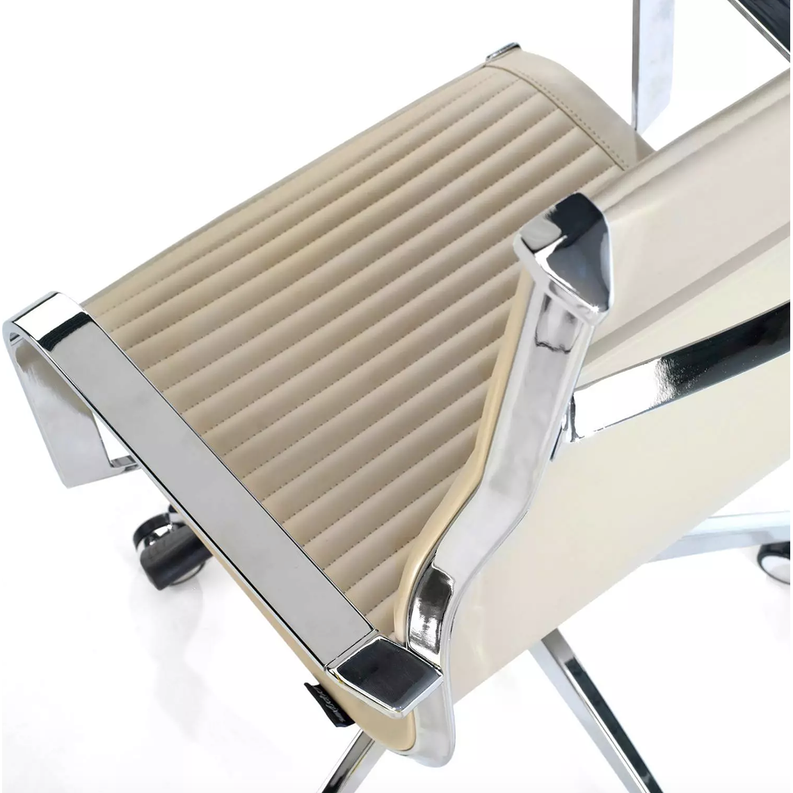 Silla de oficina diseño Brenton, marco de acero, respaldo alto - Beige 4