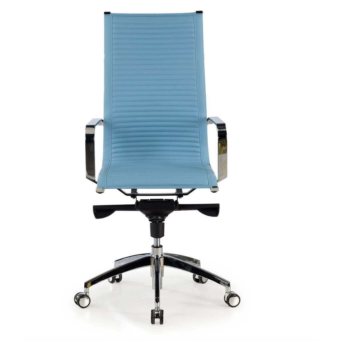 Silla de oficina diseño Brenton, marco de acero, respaldo alto - Azul Celeste 2