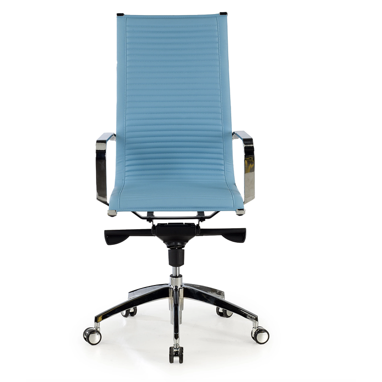Silla de oficina diseño Brenton, marco de acero, respaldo alto - Azul Celeste 2