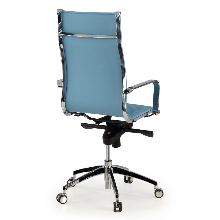 Silla de oficina diseño Brenton, marco de acero, respaldo alto - Azul Celeste 4