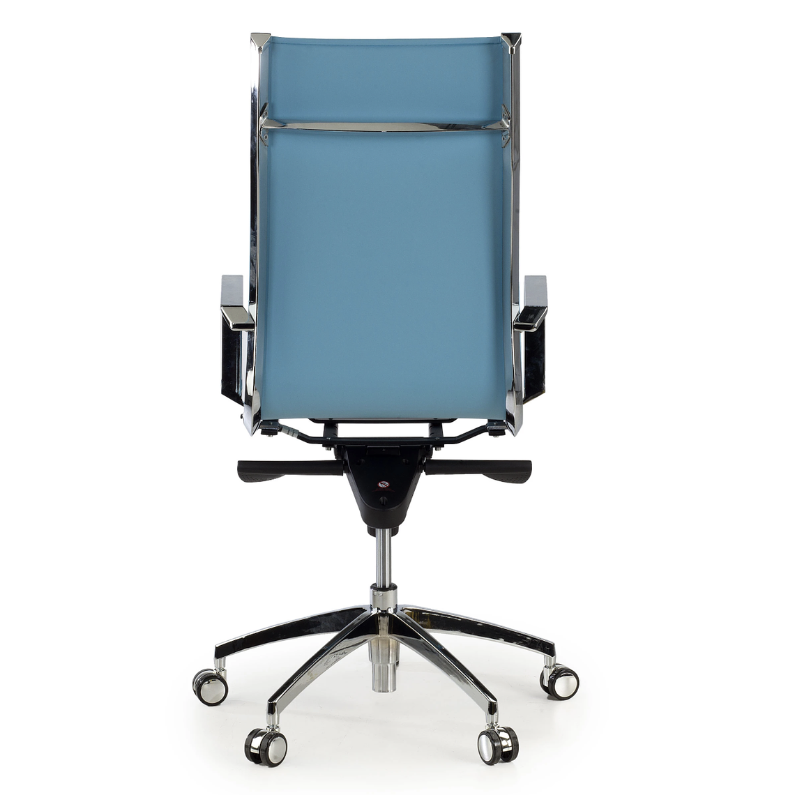 Silla de oficina diseño Brenton, marco de acero, respaldo alto - Azul Celeste 5