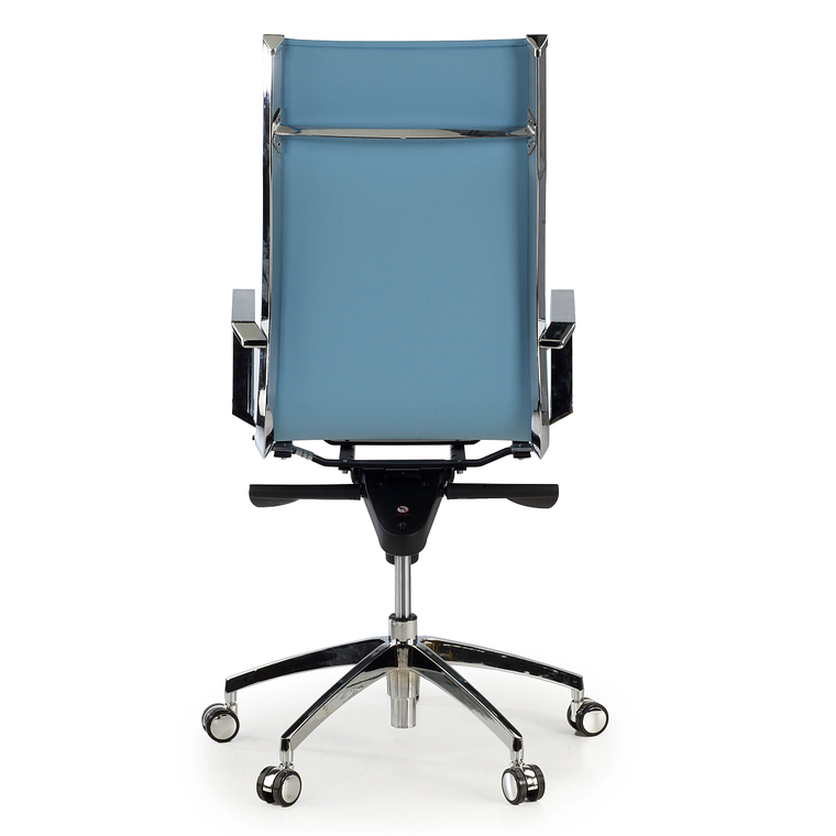 Silla de oficina diseño Brenton, marco de acero, respaldo alto - Azul Celeste 5