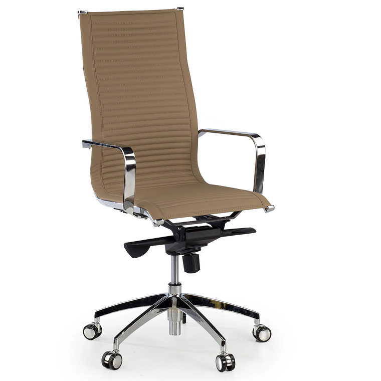 Silla de oficina diseño Brenton, marco de acero, respaldo alto - Marron Café 1