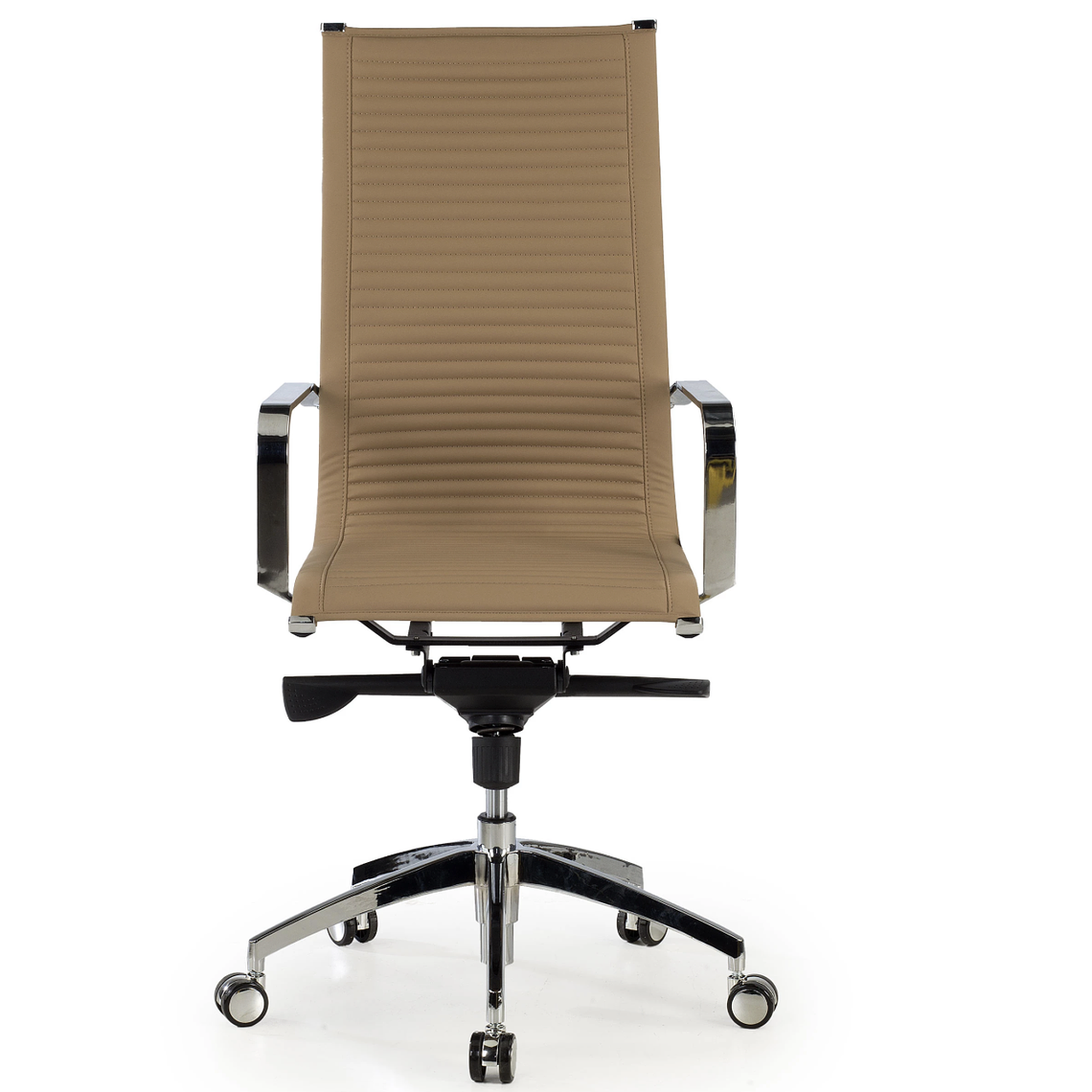 Silla de oficina diseño Brenton, marco de acero, respaldo alto - Marron Café 2