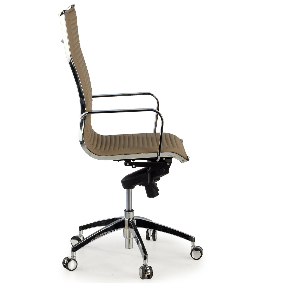 Silla de oficina diseño Brenton, marco de acero, respaldo alto - Marron Café 3