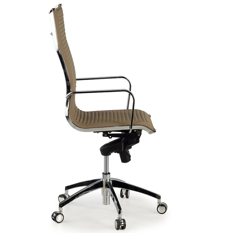 Silla de oficina diseño Brenton, marco de acero, respaldo alto - Marron Café 3