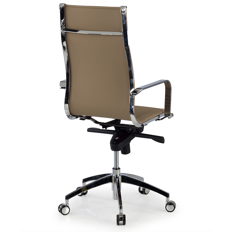 Silla de oficina diseño Brenton, marco de acero, respaldo alto - Marron Café 4