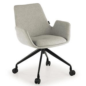 Silla Giratoria Glamm, estructura con ruedas - Negro - Gris