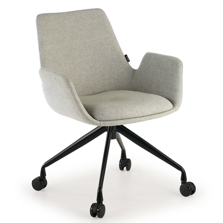 Silla Giratoria Glamm, estructura con ruedas - Negro - Gris 1