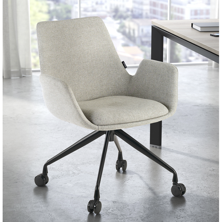 Silla Giratoria Glamm, estructura con ruedas - Negro - Gris 2