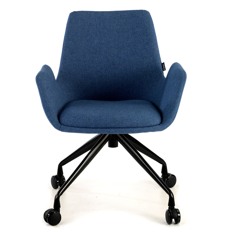 Silla Giratoria Glamm, estructura con ruedas - Negro - Azul 3