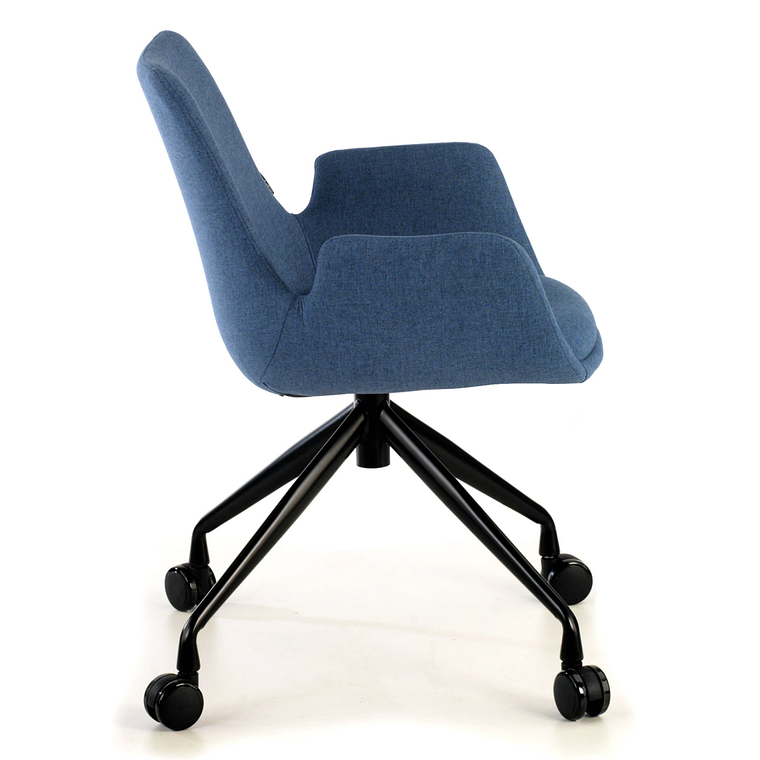 Silla Giratoria Glamm, estructura con ruedas - Negro - Azul 4