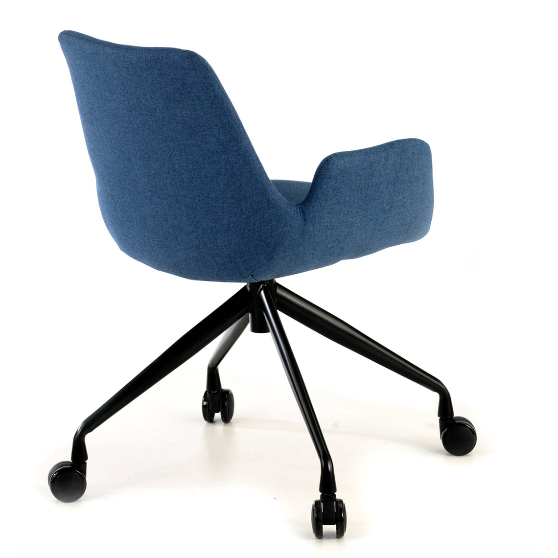 Silla Giratoria Glamm, estructura con ruedas - Negro - Azul 5