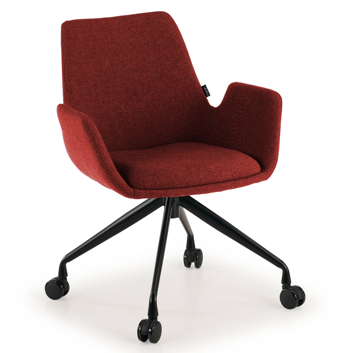 Silla Giratoria Glamm, estructura con ruedas - Negro - Rojo 1