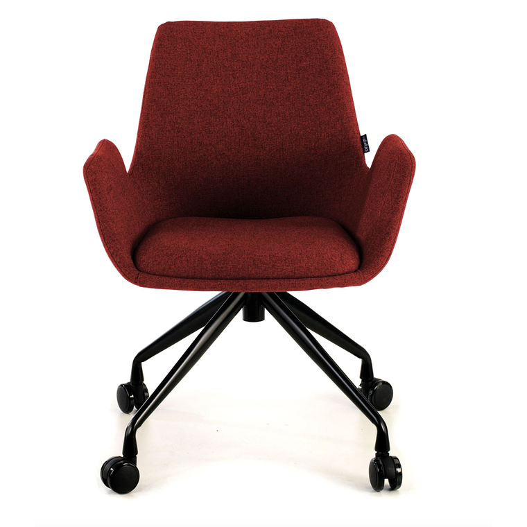 Silla Giratoria Glamm, estructura con ruedas - Negro - Rojo 3