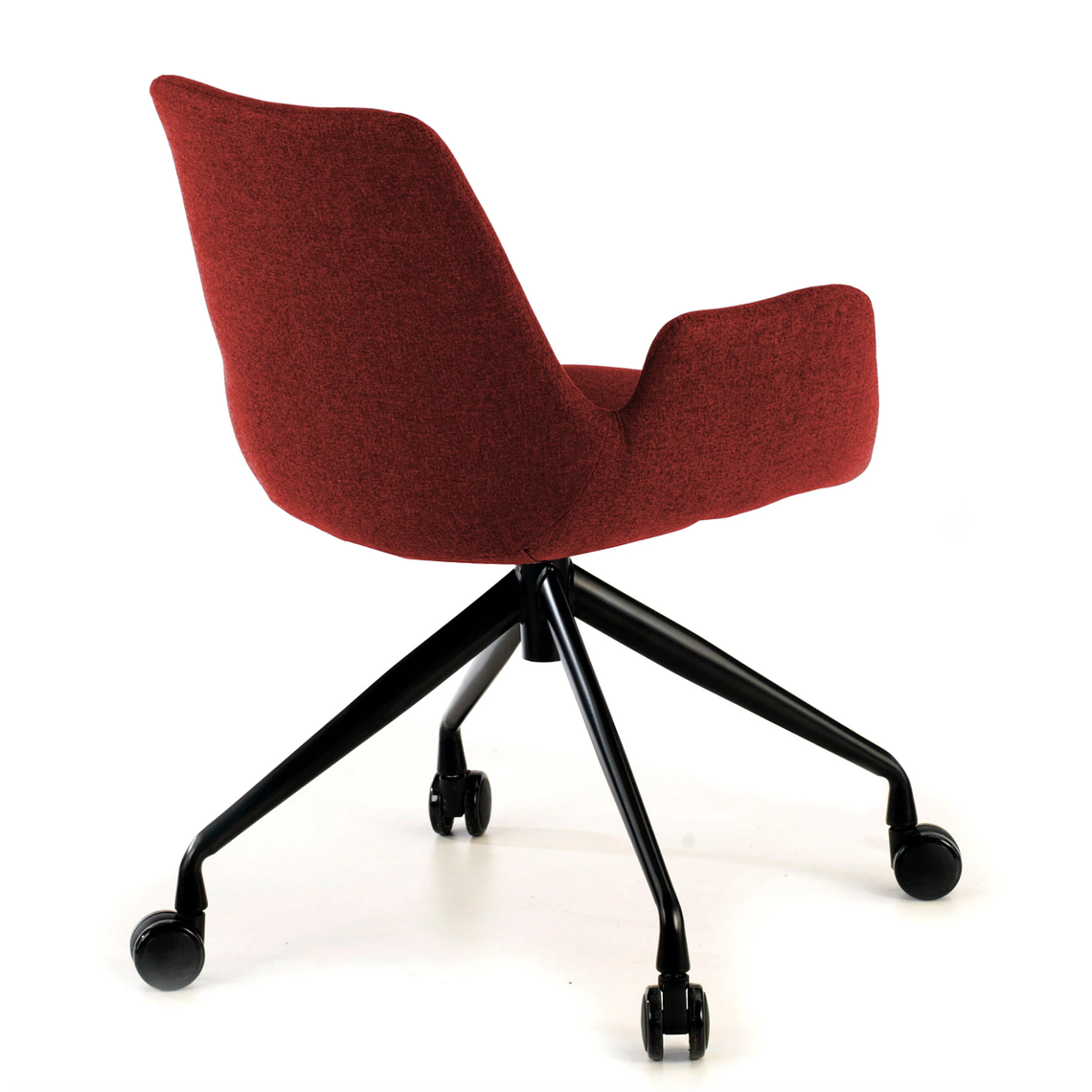 Silla Giratoria Glamm, estructura con ruedas - Negro - Rojo 4