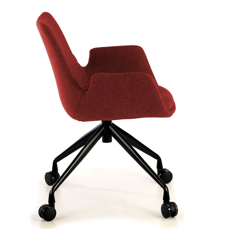 Silla Giratoria Glamm, estructura con ruedas - Negro - Rojo 5