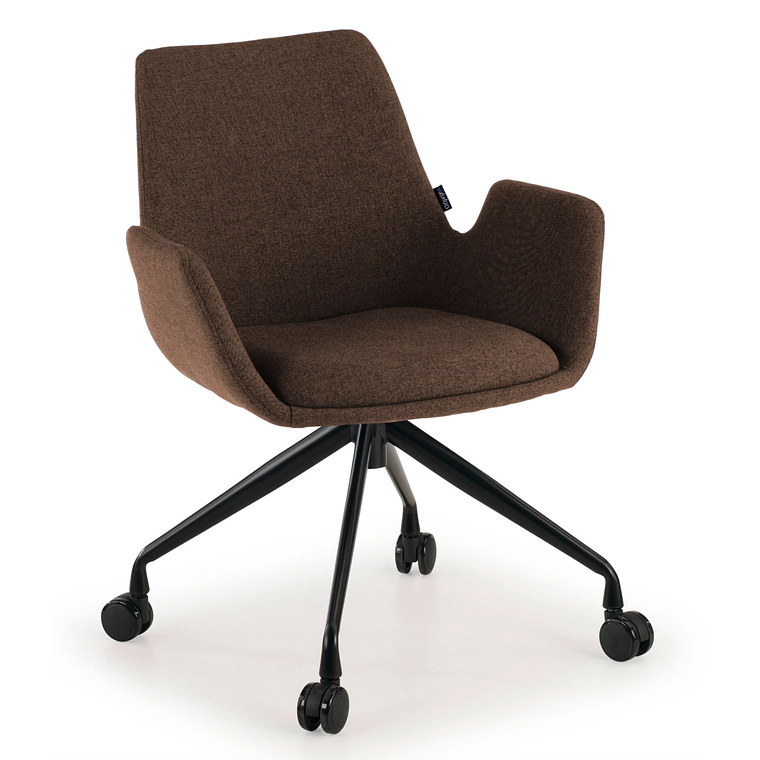 Silla Giratoria Glamm, estructura con ruedas - Negro - Marrón 1