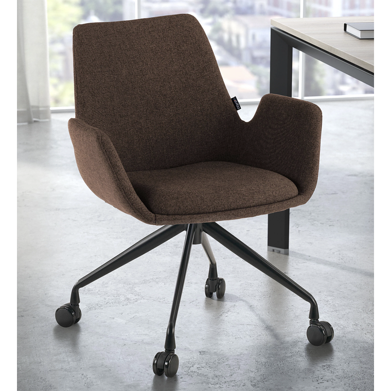 Silla Giratoria Glamm, estructura con ruedas - Negro - Marrón 2