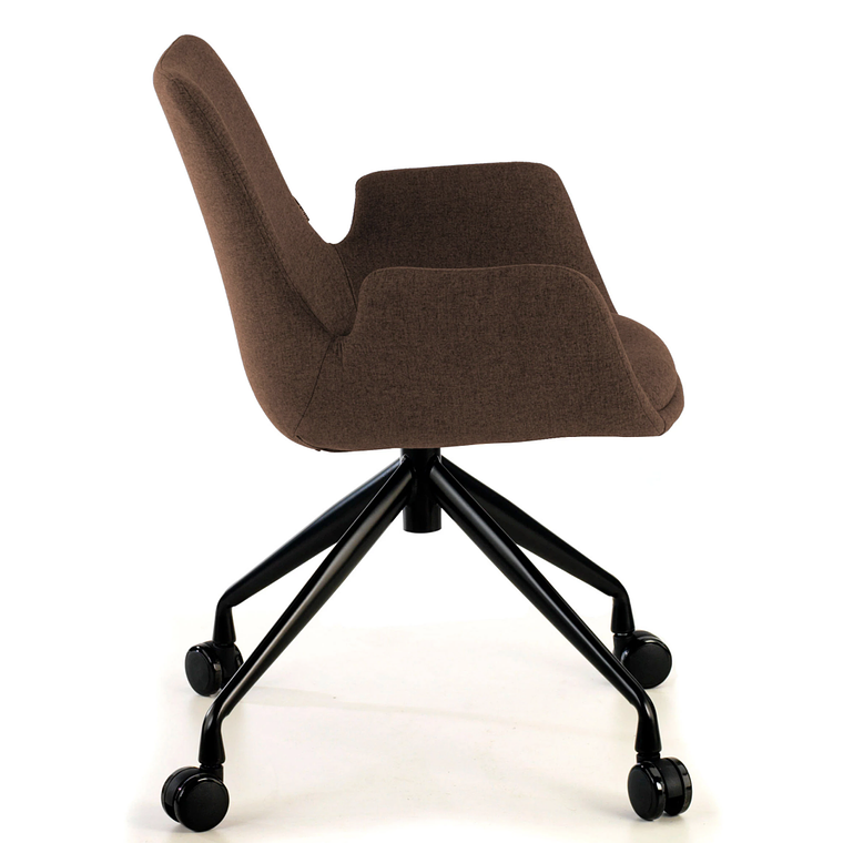 Silla Giratoria Glamm, estructura con ruedas - Negro - Marrón 5