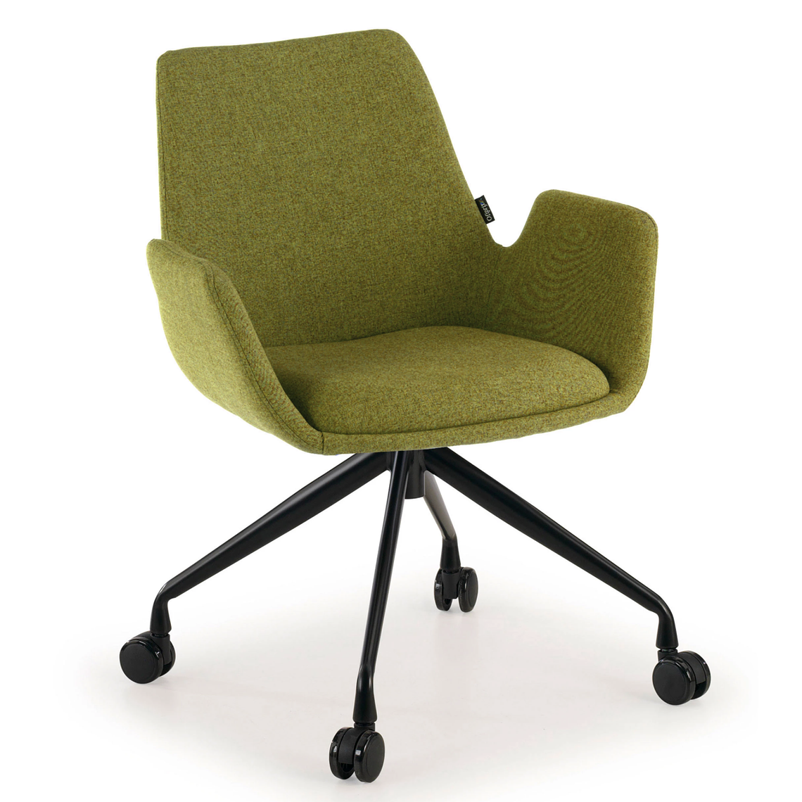 Silla Giratoria Glamm, estructura con ruedas - Negro - Verde 1
