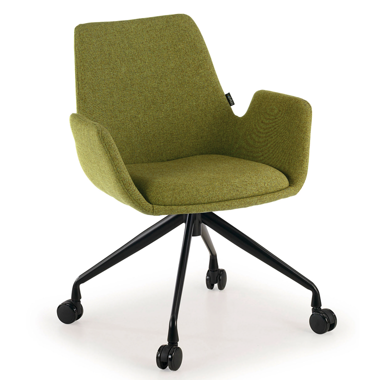 Silla Giratoria Glamm, estructura con ruedas - Negro - Verde 1