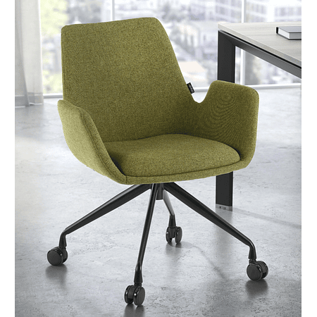 Silla Giratoria Glamm, estructura con ruedas - Negro - Verde