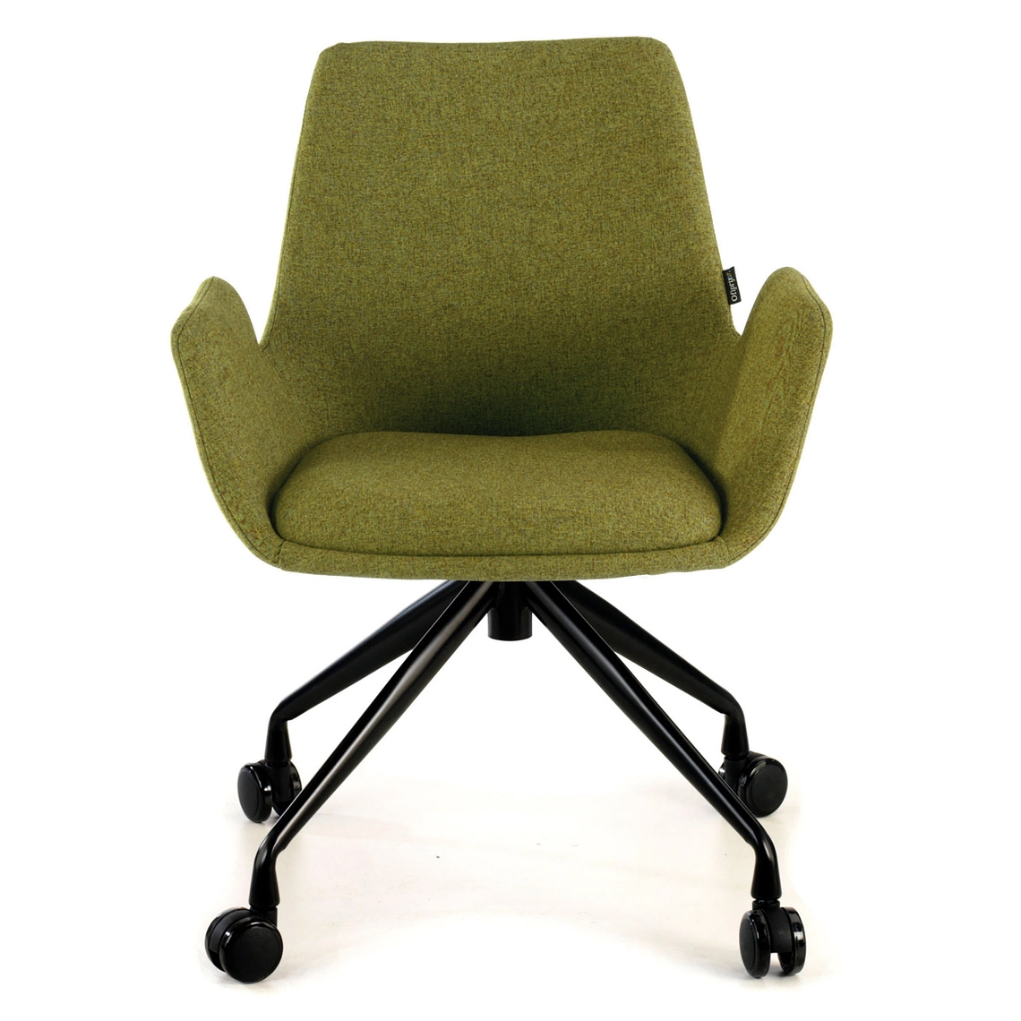 Silla Giratoria Glamm, estructura con ruedas - Negro - Verde 3