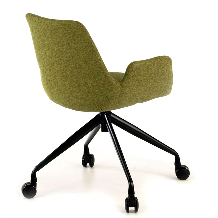 Silla Giratoria Glamm, estructura con ruedas - Negro - Verde 4