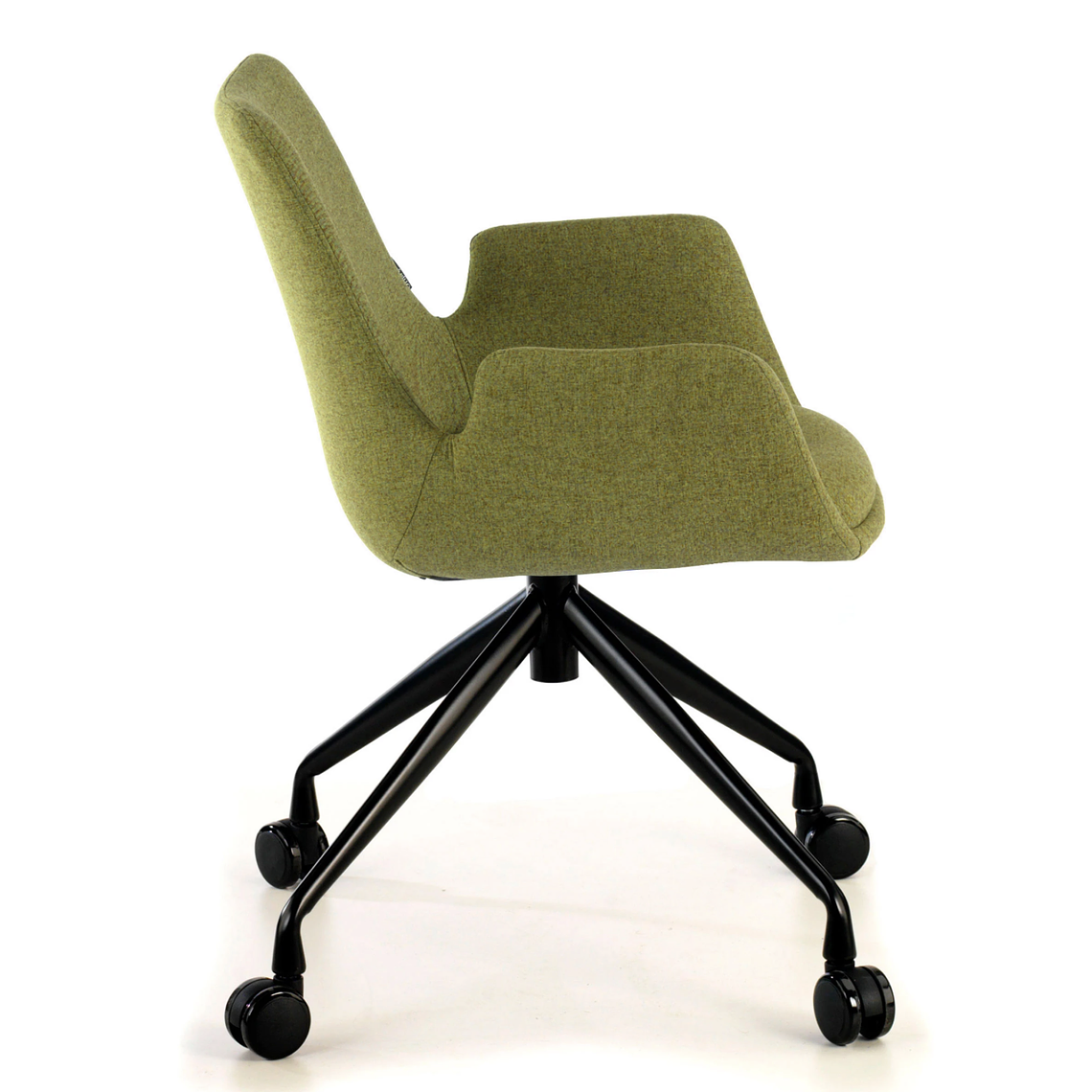 Silla Giratoria Glamm, estructura con ruedas - Negro - Verde 5