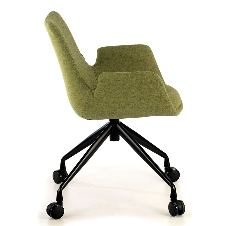 Silla Giratoria Glamm, estructura con ruedas - Negro - Verde 5