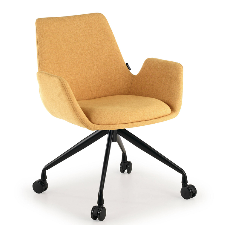 Silla Giratoria Glamm, estructura con ruedas - Negro - Amarillo 1