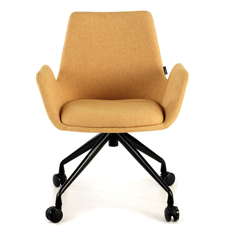 Silla Giratoria Glamm, estructura con ruedas - Negro - Amarillo 3