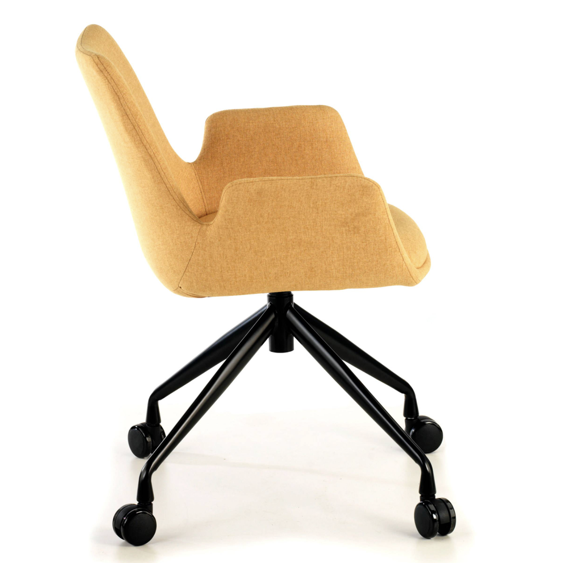 Silla Giratoria Glamm, estructura con ruedas - Negro - Amarillo