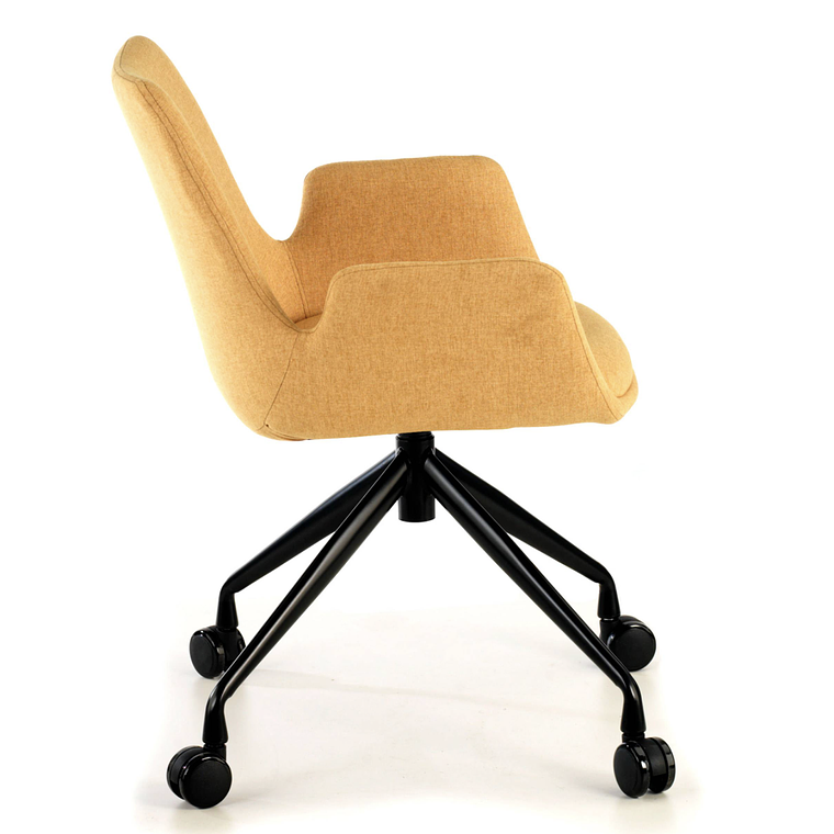 Silla Giratoria Glamm, estructura con ruedas - Negro - Amarillo 4