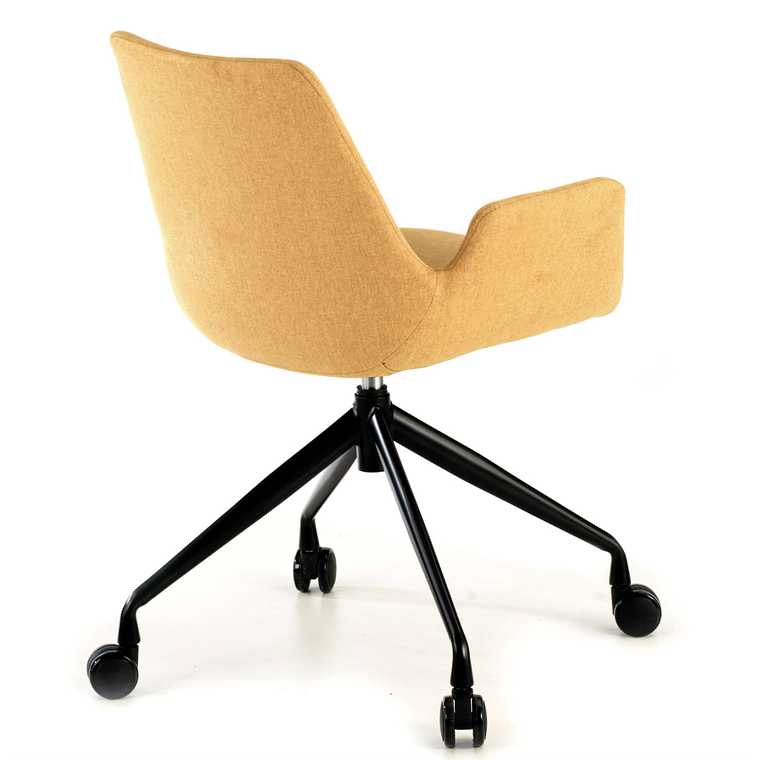 Silla Giratoria Glamm, estructura con ruedas - Negro - Amarillo 5