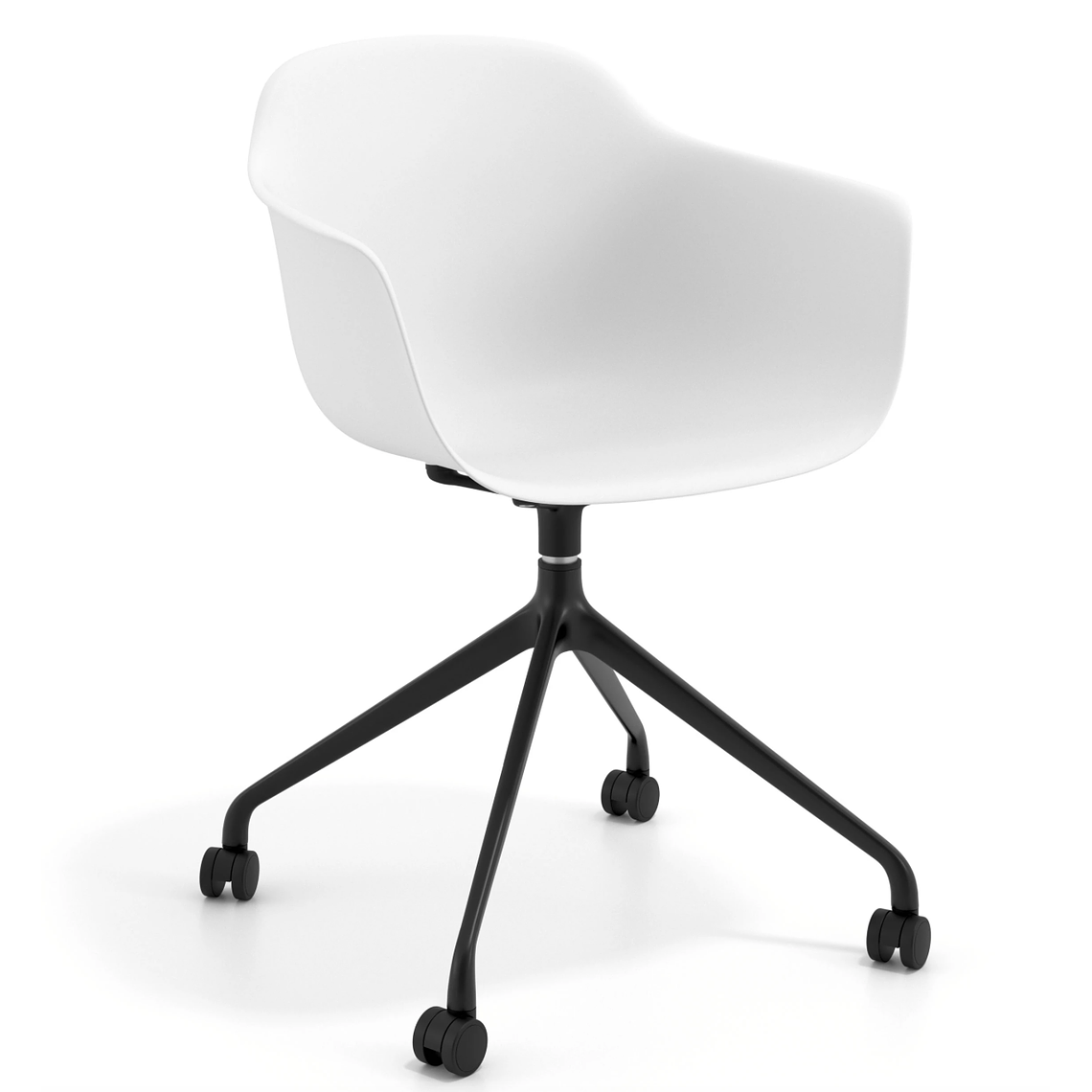 Silla Giratoria Alice, con ruedas - Negro - Blanco 1