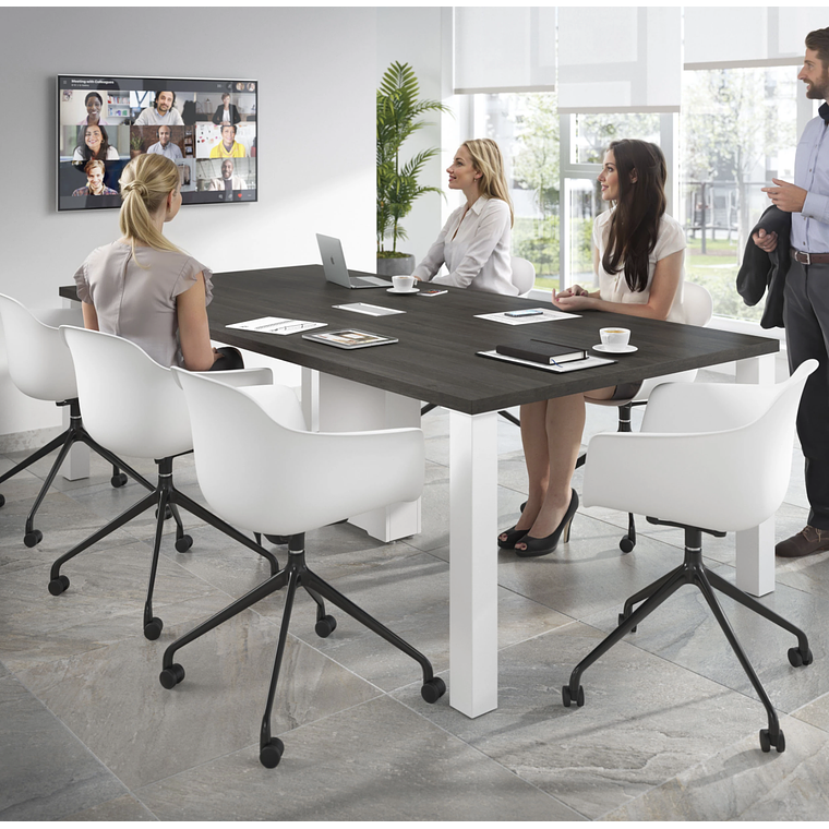 Silla Giratoria Alice, con ruedas - Negro - Blanco 2