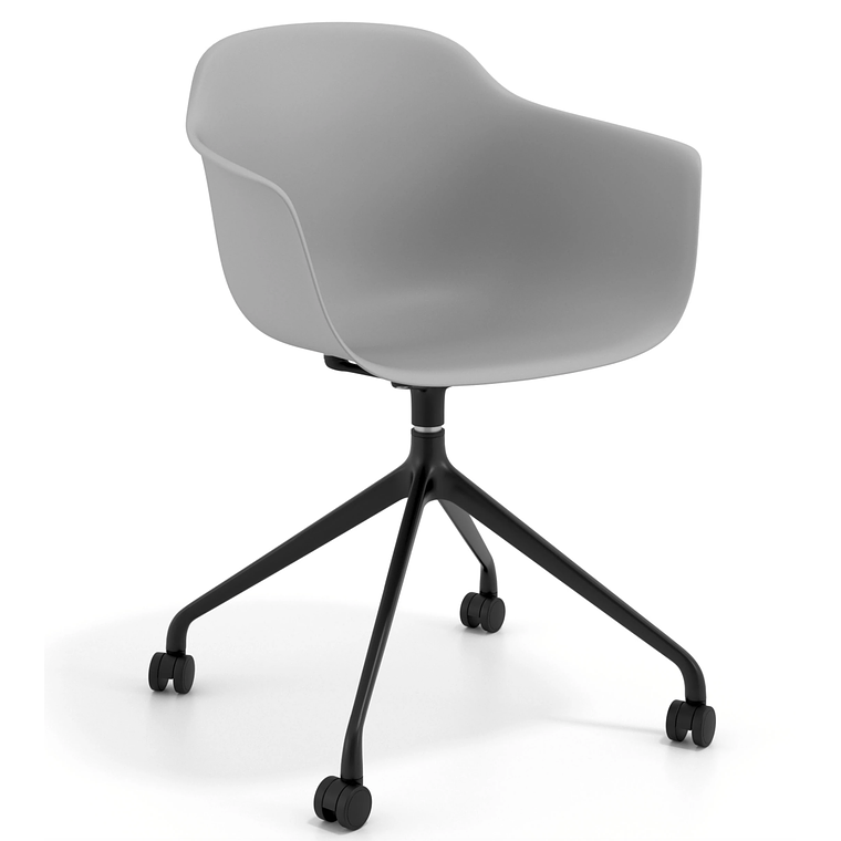 Silla Giratoria Alice, con ruedas - Negro - Gris 1